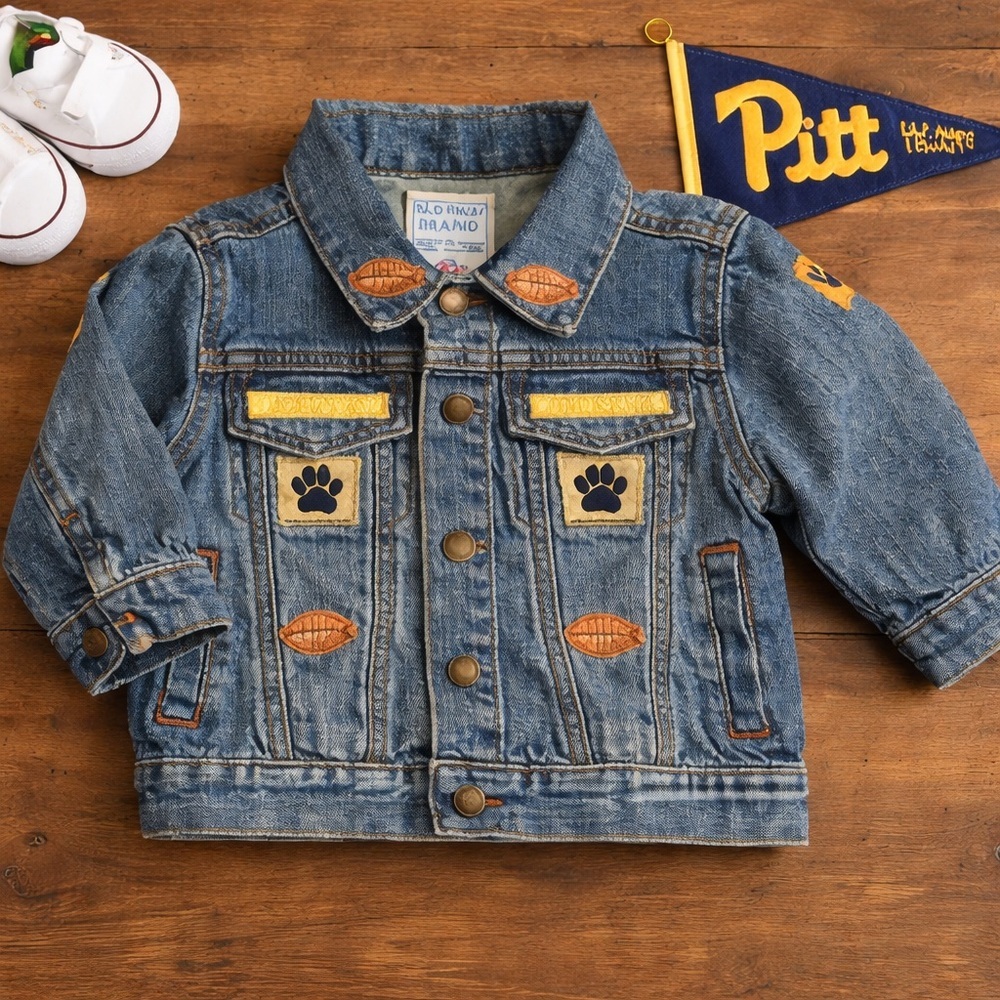 Old Navy Blue Denim Jacket 18-24 Months Custom University of Pittsburgh